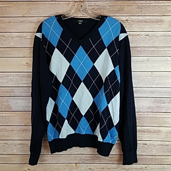 J. Crew Other - J Crew Argyle Sweater V-Neck Cotton Long Sleeve